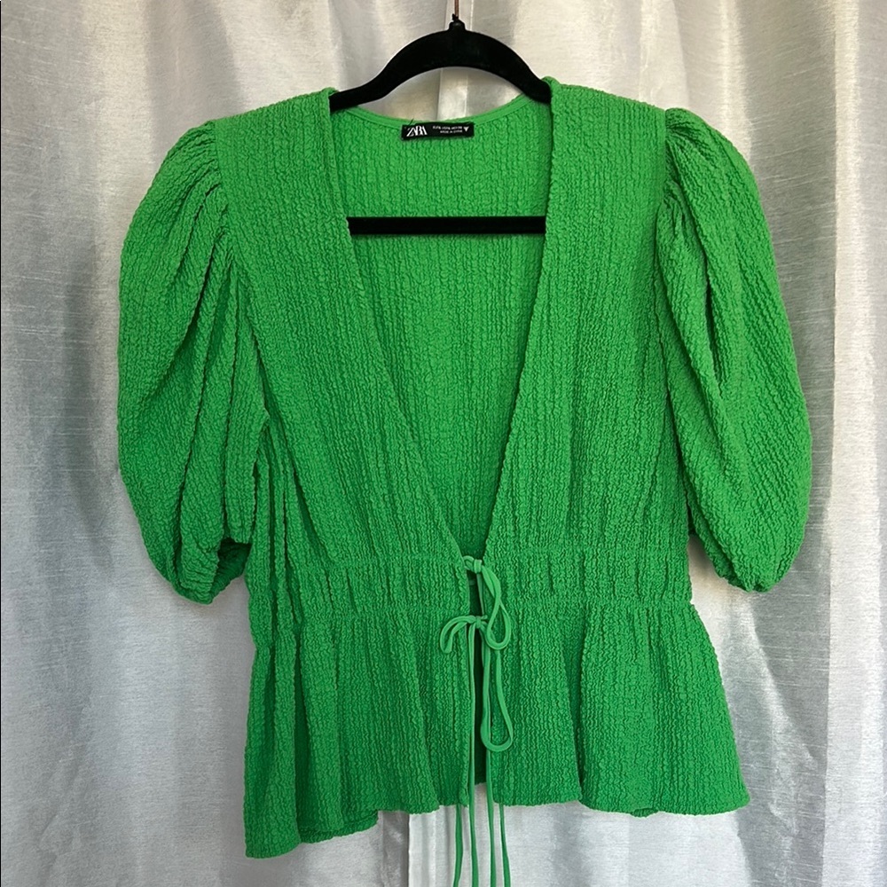 Zara Green Textured Women's Top